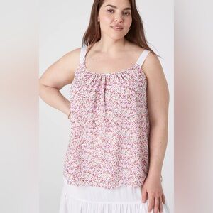 Lane Bryant Floral Print Shirttail Hem Cami With Grosgrain Ribbon Straps Sz 20